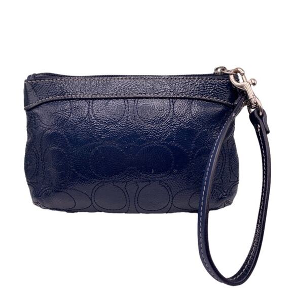 COACH Blue Signature Patent Leather Wristlet - Picture 2 of 7